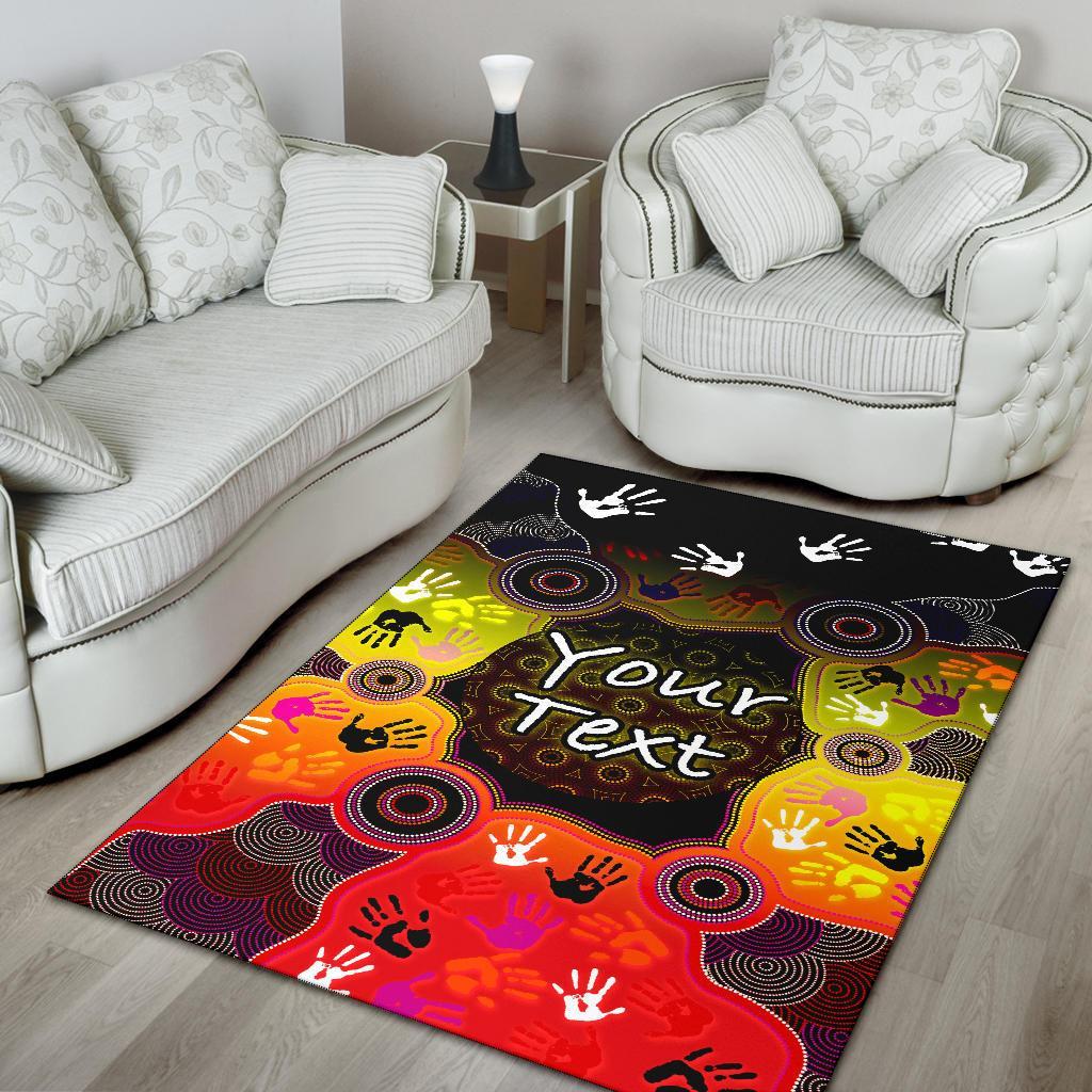 Custom Aboriginal Area Rug, Indigenous Circle Dot Painting Hand Art - Vibe Hoodie Shop