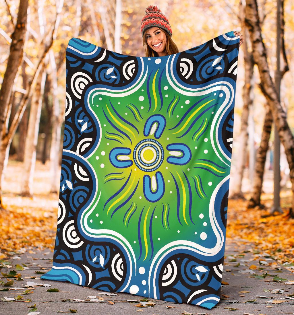 Aboriginal Premium Blabnket - Indegenous Dot Painting Art - Vibe Hoodie Shop