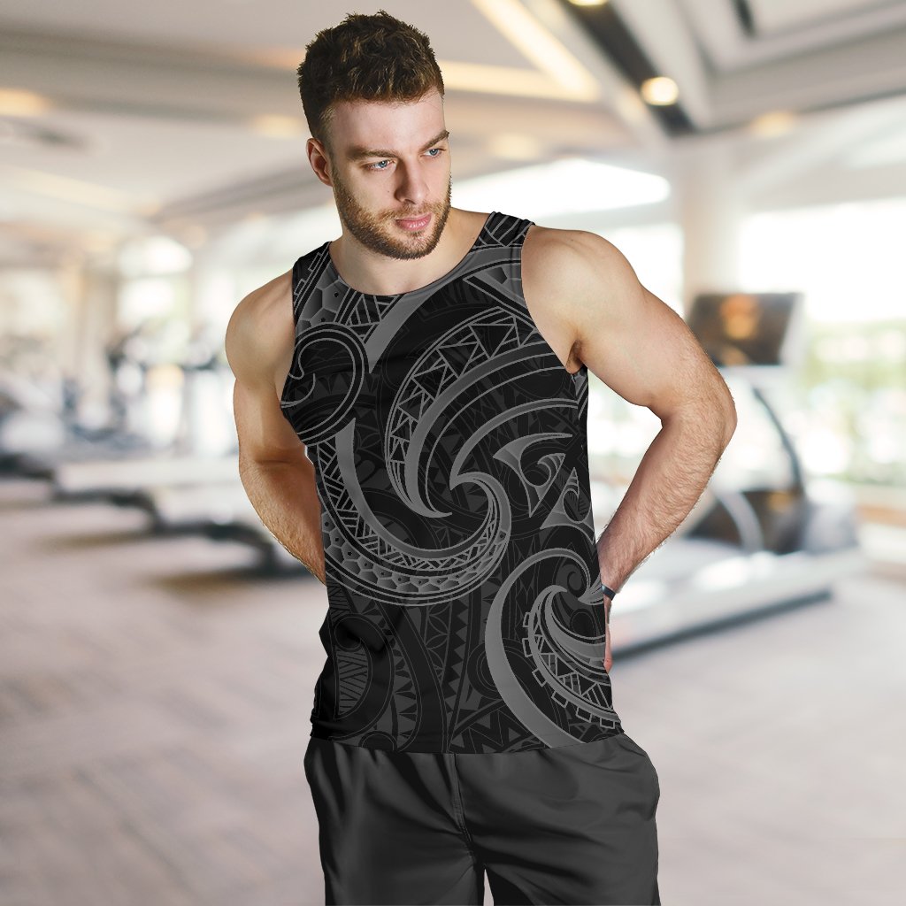 New Zealand Maori Mangopare Men Tank Top Polynesian - Black - Vibe Hoodie Shop