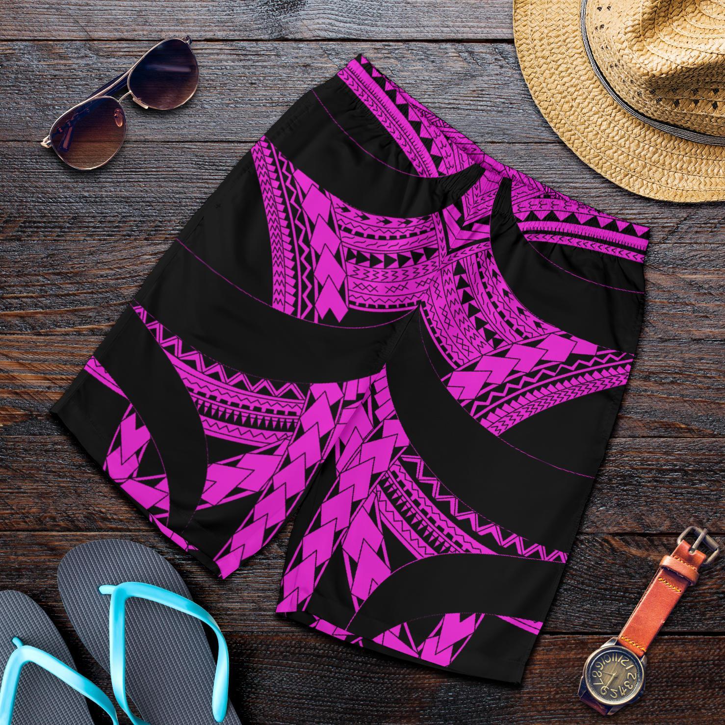 Samoan Tattoo All Over Print Men's Shorts Purple - Vibe Hoodie Shop