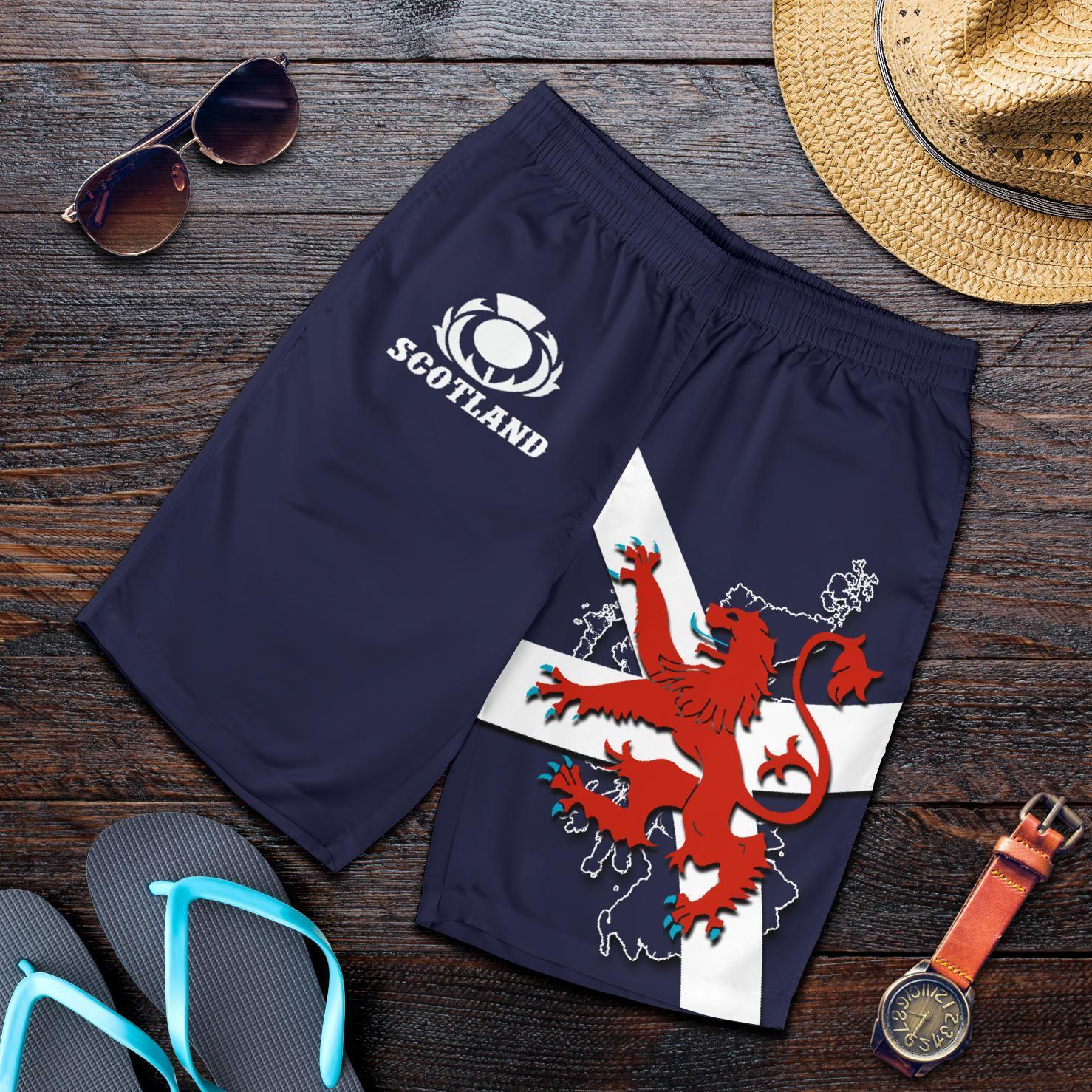 Scotland Rugby Men Shorts Lion Rampant with Thistle - Vibe Hoodie Shop