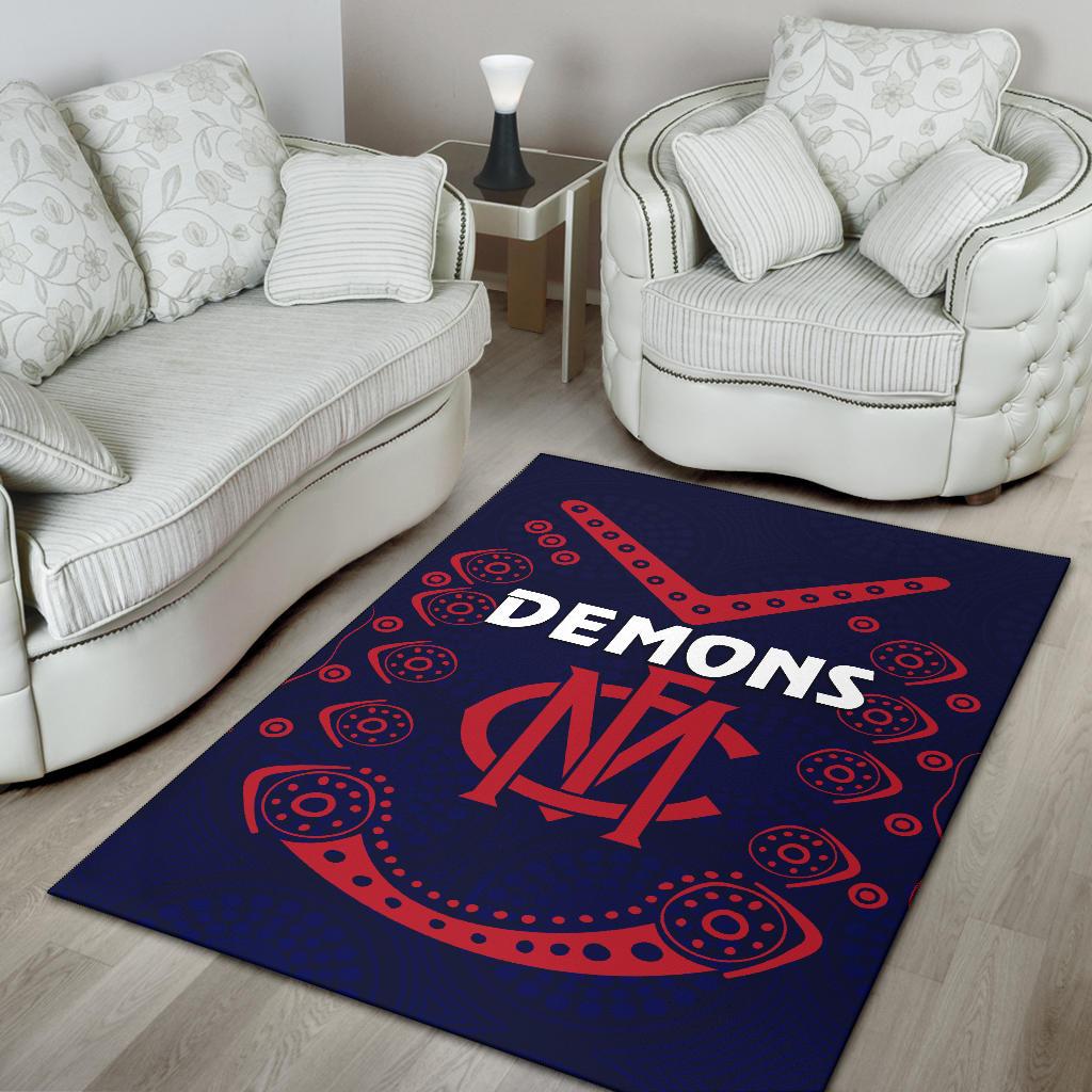 Melbourne Demons Indigenous Area Rug Football - Vibe Hoodie Shop