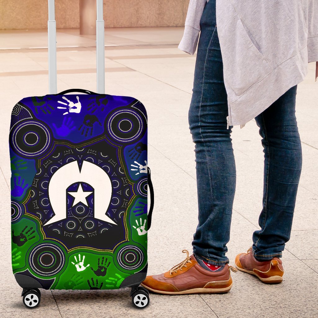 Aboriginal Luggage Covers - Torres Strait Symbol With Indigenous Patterns - Vibe Hoodie Shop