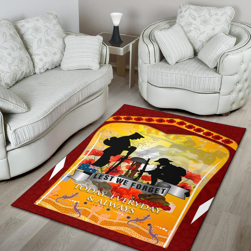 ANZAC Area Rug - Lest We Forget Aboriginal Version - Vibe Hoodie Shop