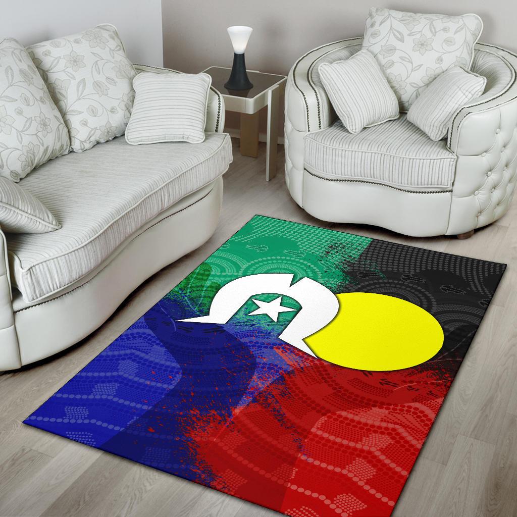 Aboriginal Area Rug, Australia NAIDOC Week Indigenous Flag Style - Vibe Hoodie Shop