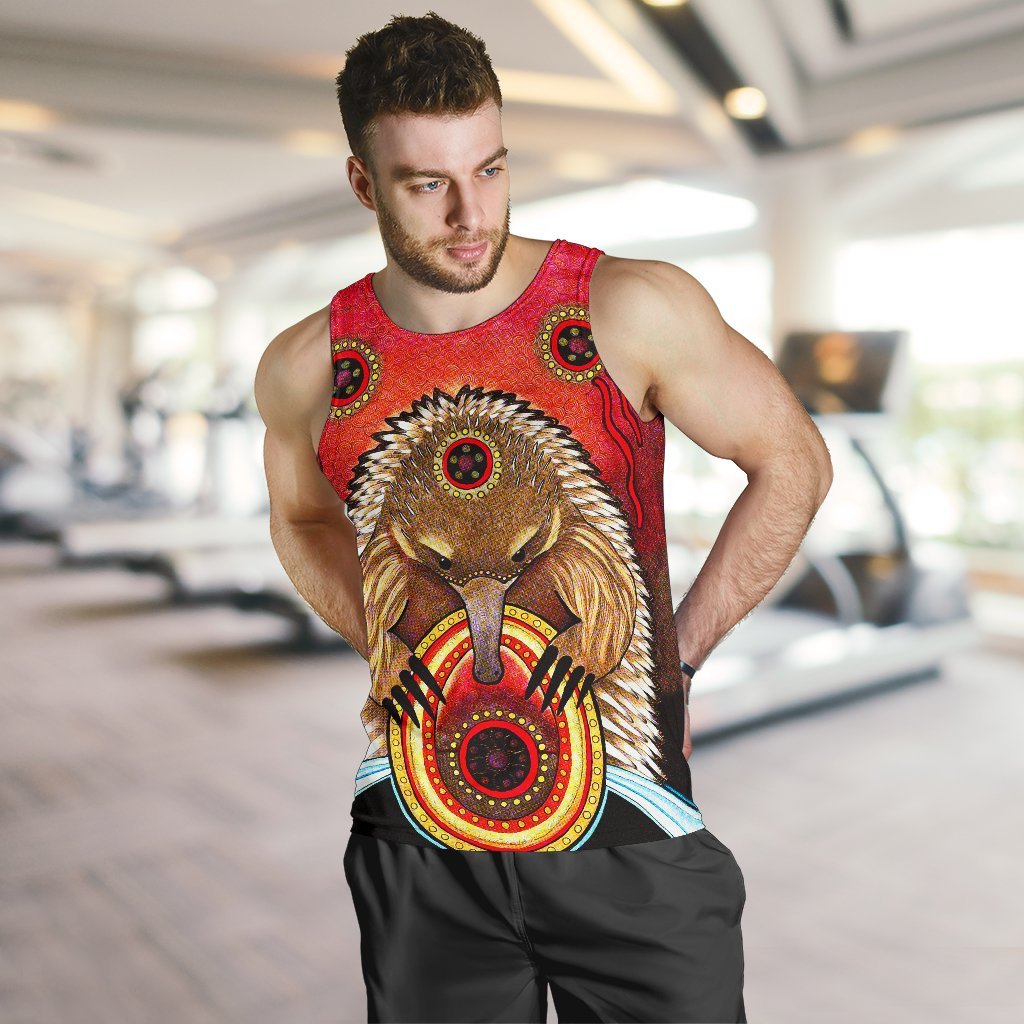 Aboriginal Men's Tank Top - Australian Echidna - Vibe Hoodie Shop