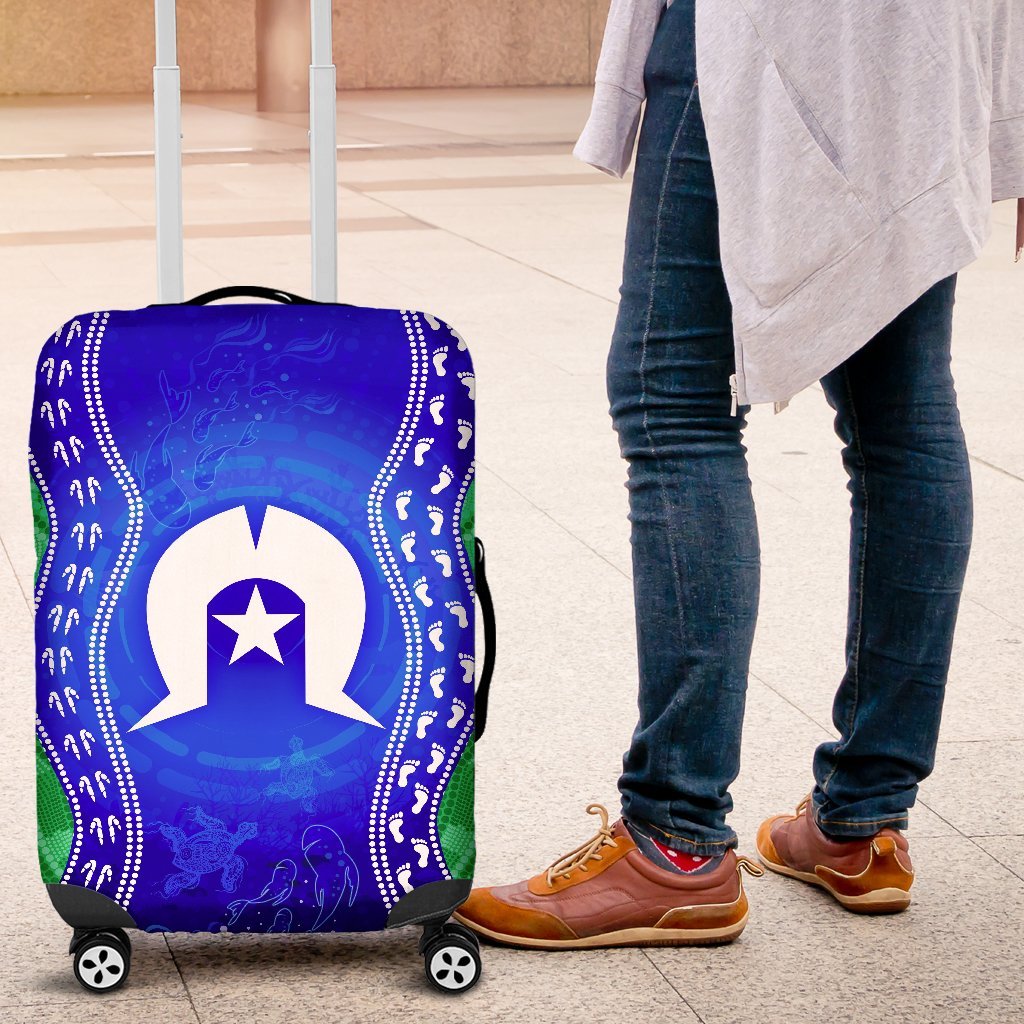 Torres Strait Islanders Luggage Covers - Torres Symbol With Aboriginal Patterns - Vibe Hoodie Shop