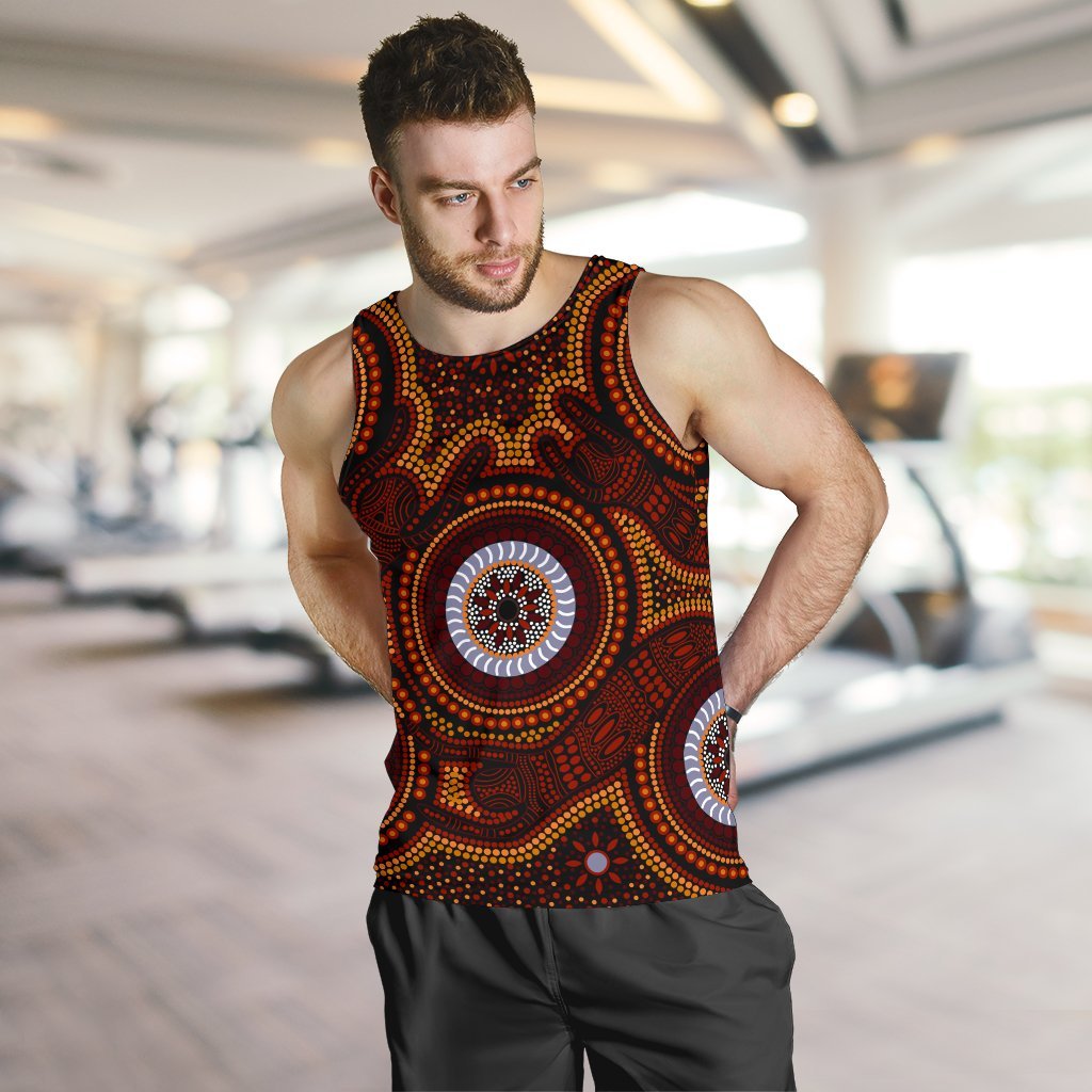 Aboriginal Men's Tank Top - Aboriginal Human Dot Painting Art - Vibe Hoodie Shop