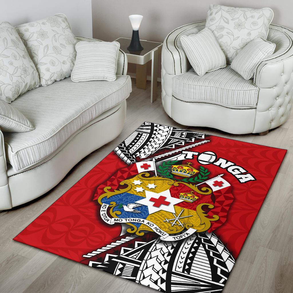 Tonga Rugby Area Rug Polynesian Style Pinwheel - Vibe Hoodie Shop