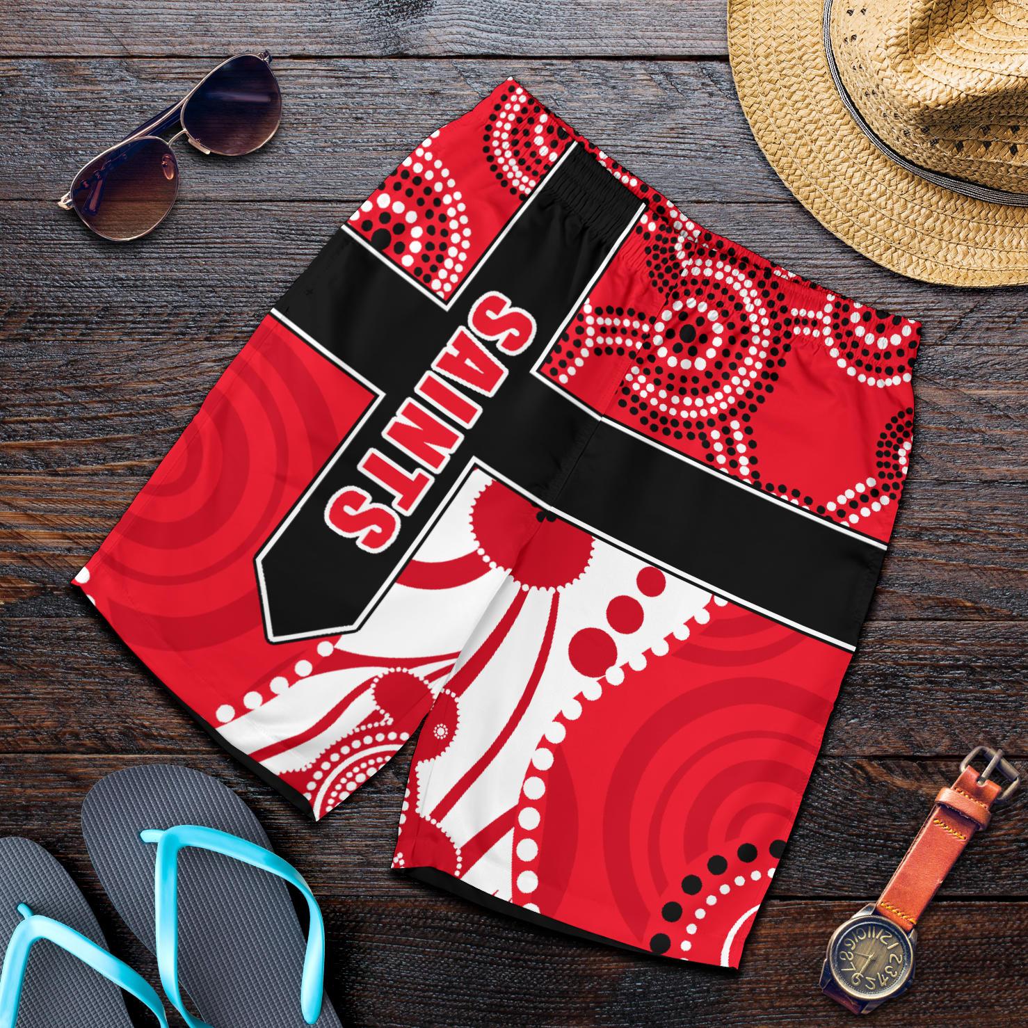 Saints Enthusiasm Men Shorts St Kilda Indigenous - Vibe Hoodie Shop