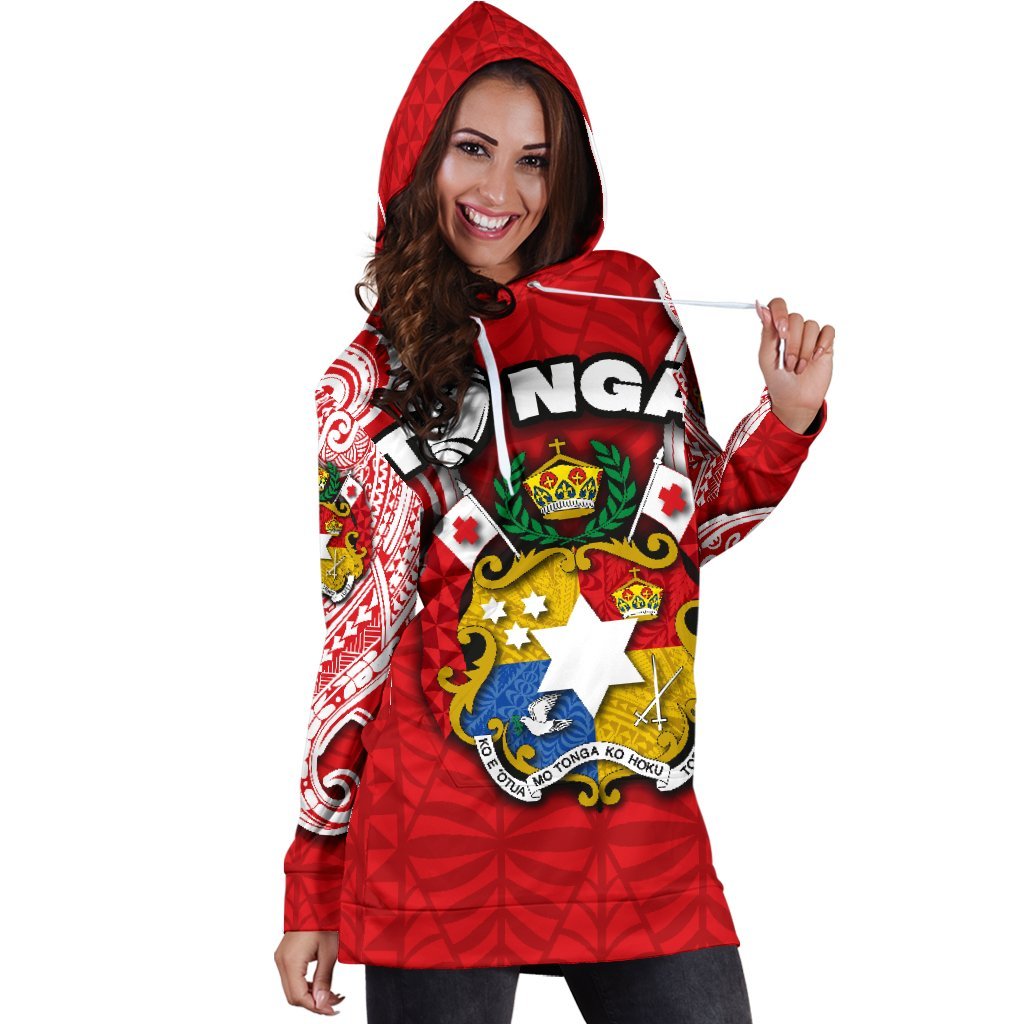 (Custom Personalised) Tonga Rugby Women's Hoodie Dress Royal Style - Vibe Hoodie Shop