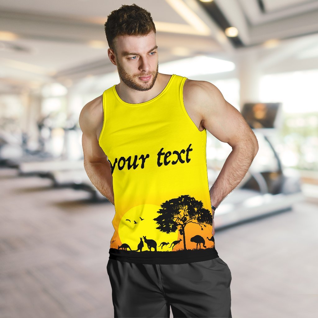 (Custom text) Men's Tank Top - Sunset Australia View - Vibe Hoodie Shop