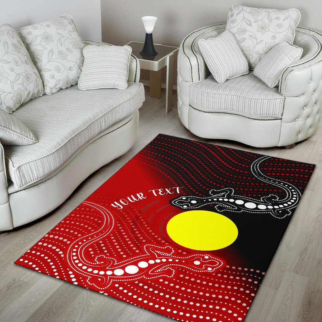 Custom Aboriginal Area Rug - Two Indigenous Lizard - Vibe Hoodie Shop