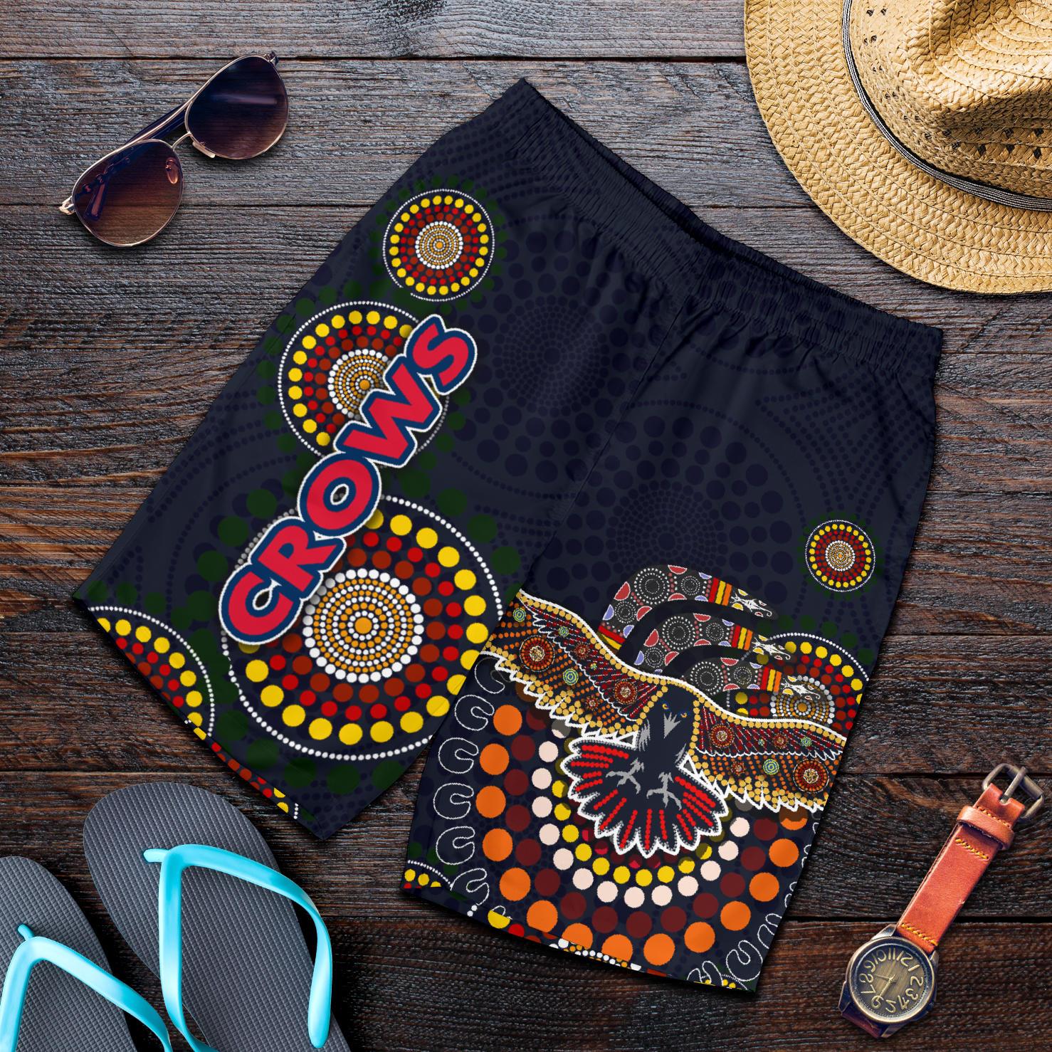 Adelaide Men Shorts Indigenous Crows - Vibe Hoodie Shop