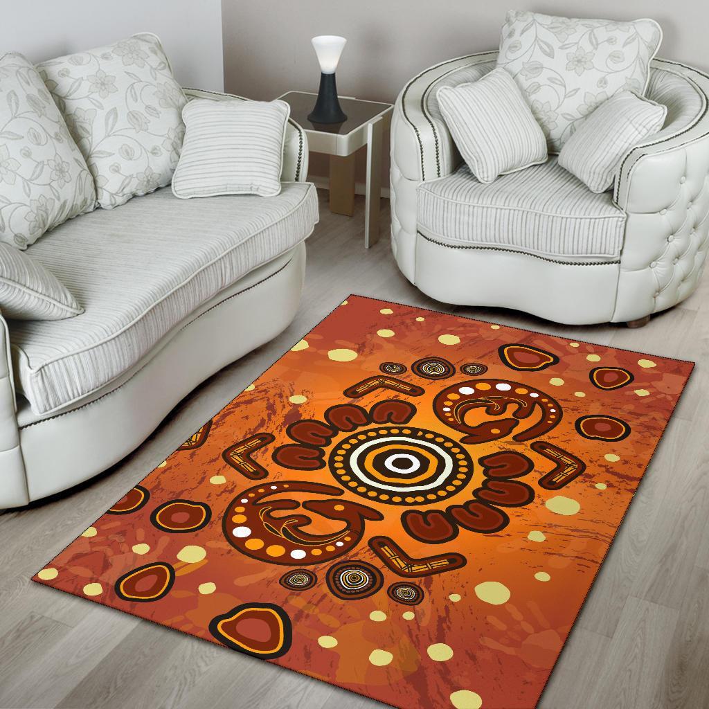 Aboriginal Area Rug - Baby Kangaroo And Dot Painting Patterns - Vibe Hoodie Shop