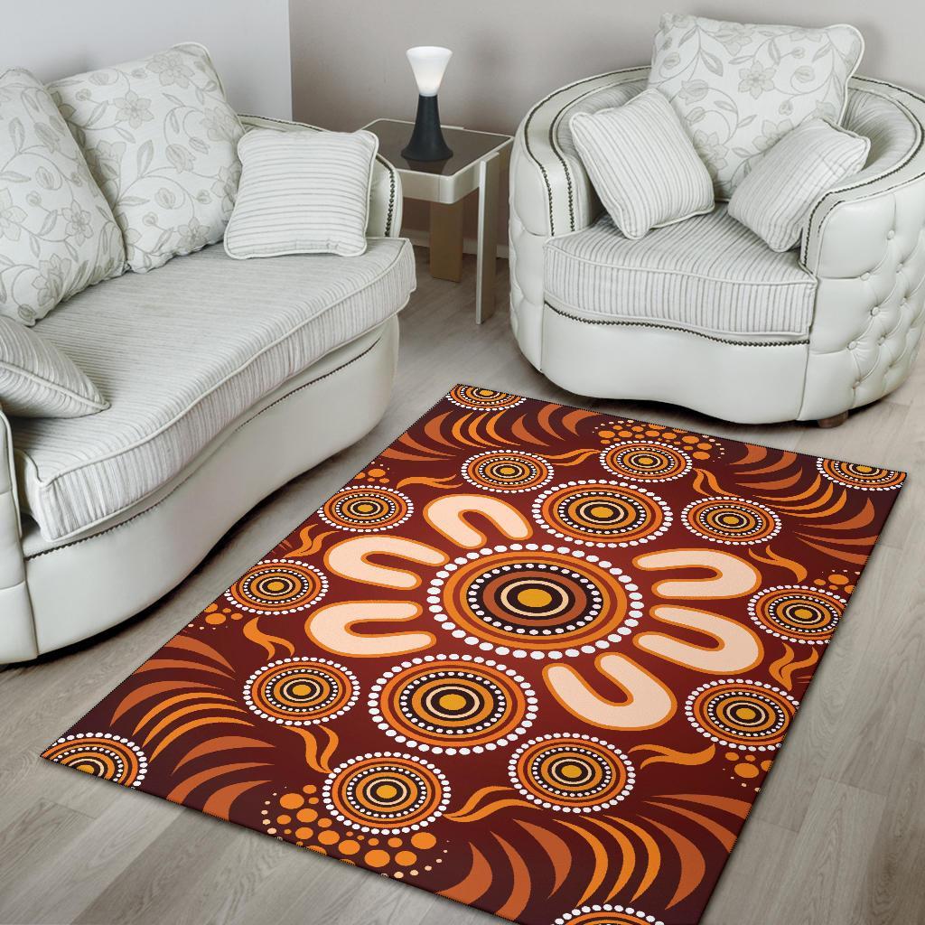 Aboriginal Area Rug - Circle Flowers Patterns Ver03 - Vibe Hoodie Shop