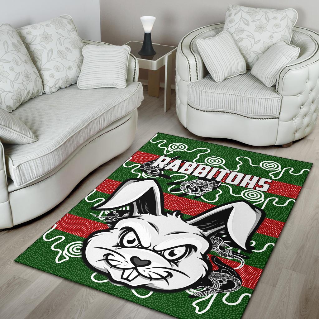 Rabbitohs Indigenous Area Rug Rabbit Head - Vibe Hoodie Shop