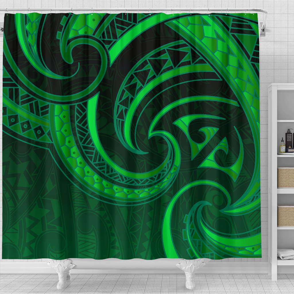 new-zealand-maori-mangopare-shower-curtain-polynesian-green