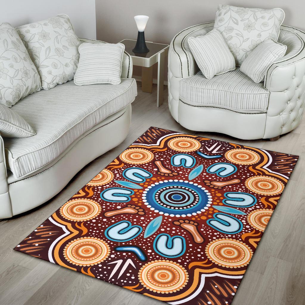 Aboriginal Area Rug - Indigenous Circle Dot Painting Ver02 - Vibe Hoodie Shop