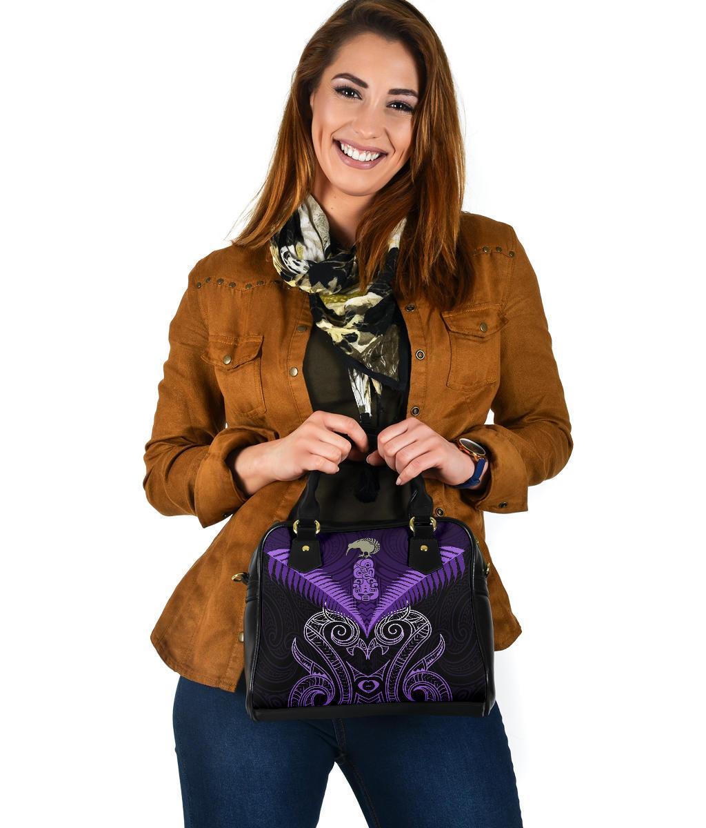 Maori Manaia New Zealand Shoulder Handbag Purple - Vibe Hoodie Shop