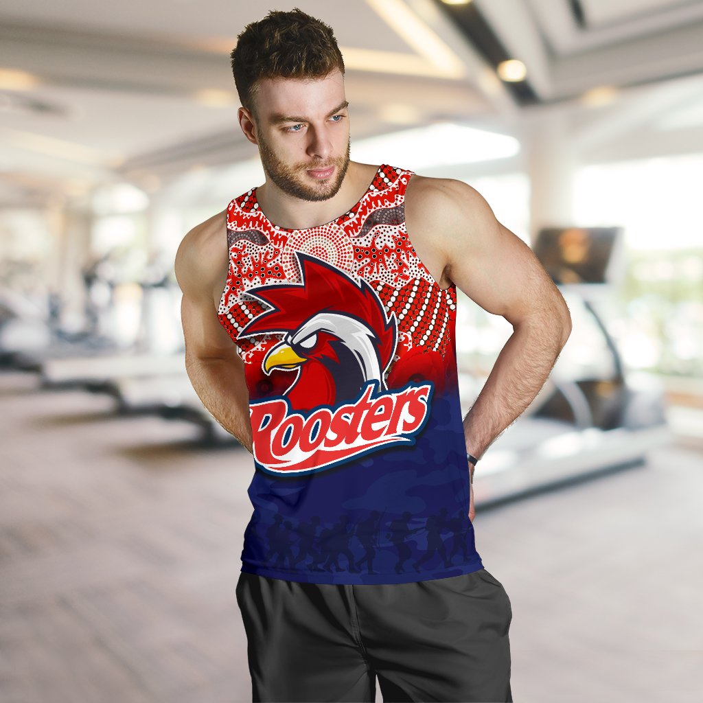 Roosters Men's Tank Top ANZAC Day Aboriginal - Vibe Hoodie Shop