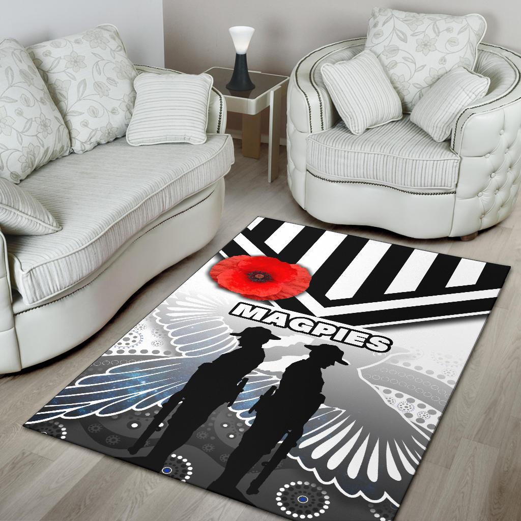 Magpies Area Rug Collingwood ANZAC Day Special Version - Vibe Hoodie Shop