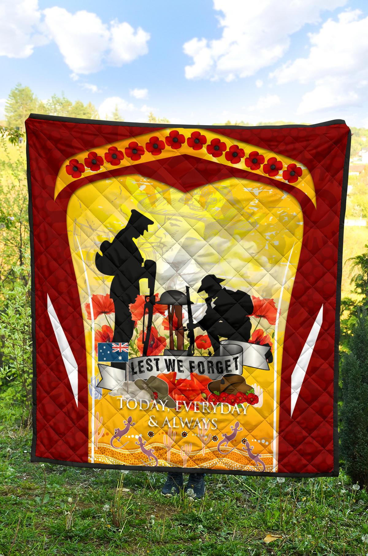 ANZAC Premium Quilt - Lest We Forget Aboriginal Version - Vibe Hoodie Shop