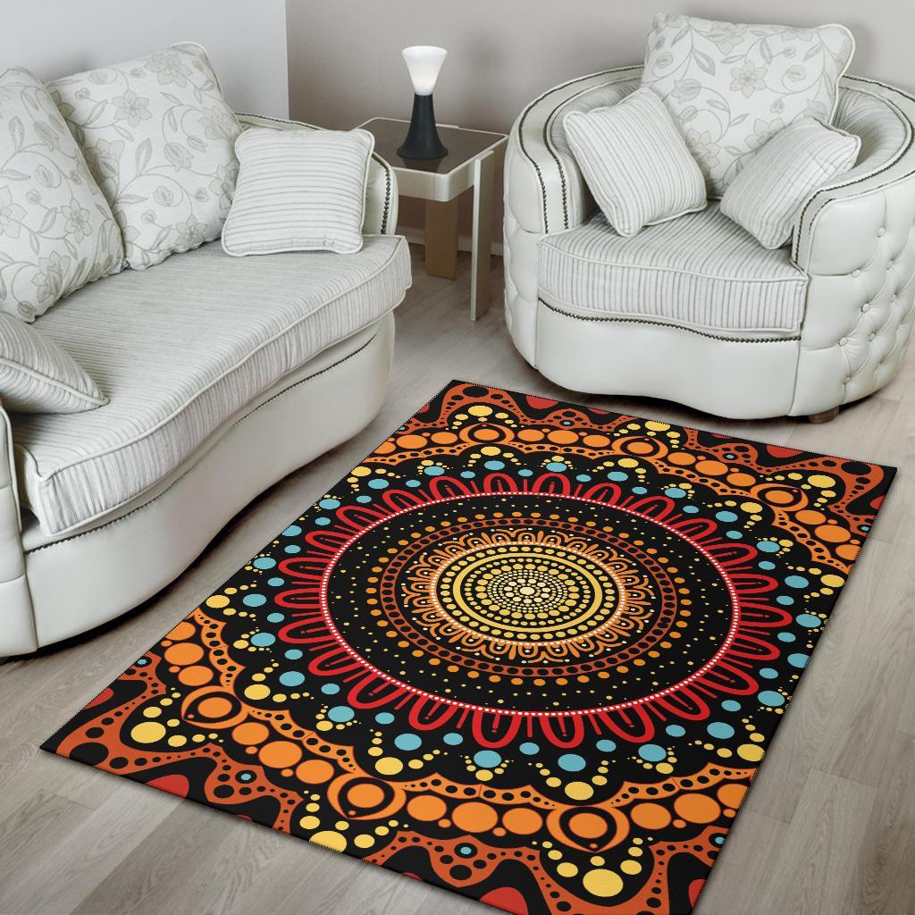 Area Rug - Aboriginal Style Of Dot Painting - Vibe Hoodie Shop