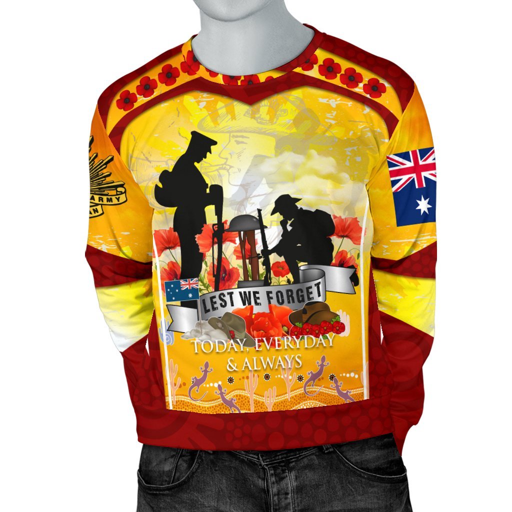 ANZAC Men's Sweater - Lest We Forget Aboriginal Version - Vibe Hoodie Shop