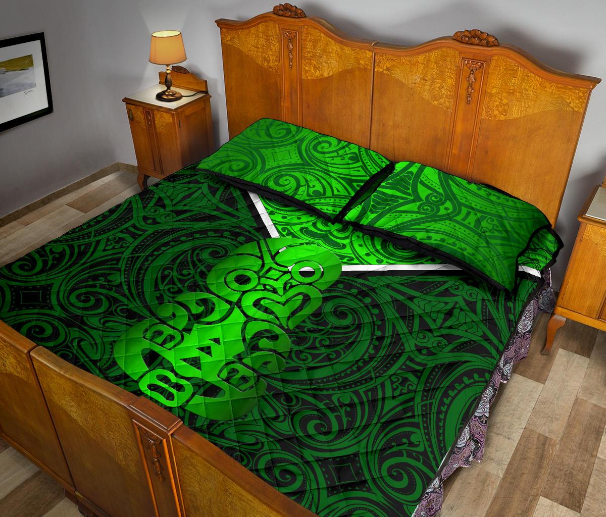 New Zealand Maori Rugby Quilt Bed Set Pride Version - Green - Vibe Hoodie Shop