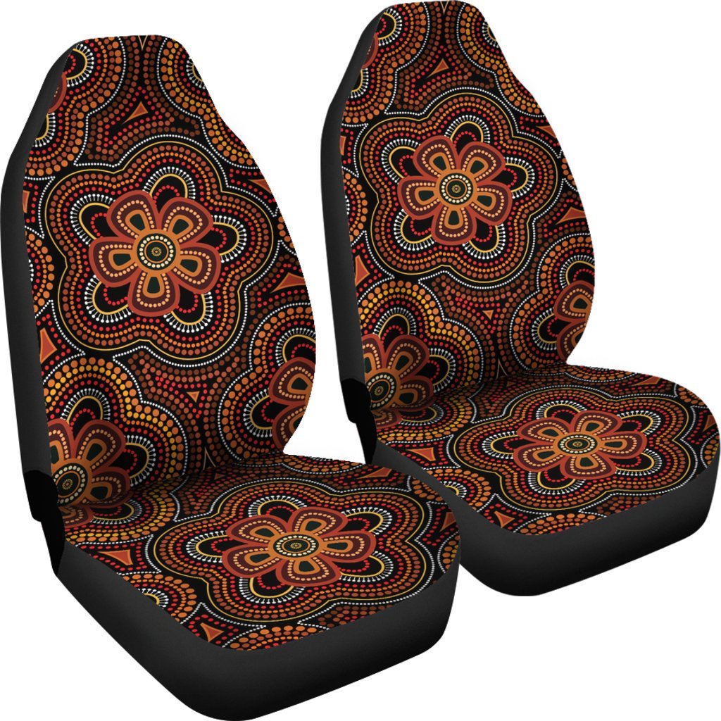 ABoriginal Car Seat Covers - Aboriginal Dot Painting Flowers Style Ver02 - Vibe Hoodie Shop