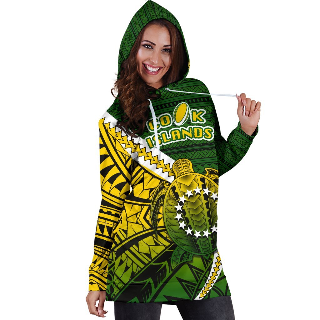 Cook Islands Women Hoodie Dress Style Turtle Rugby - Vibe Hoodie Shop