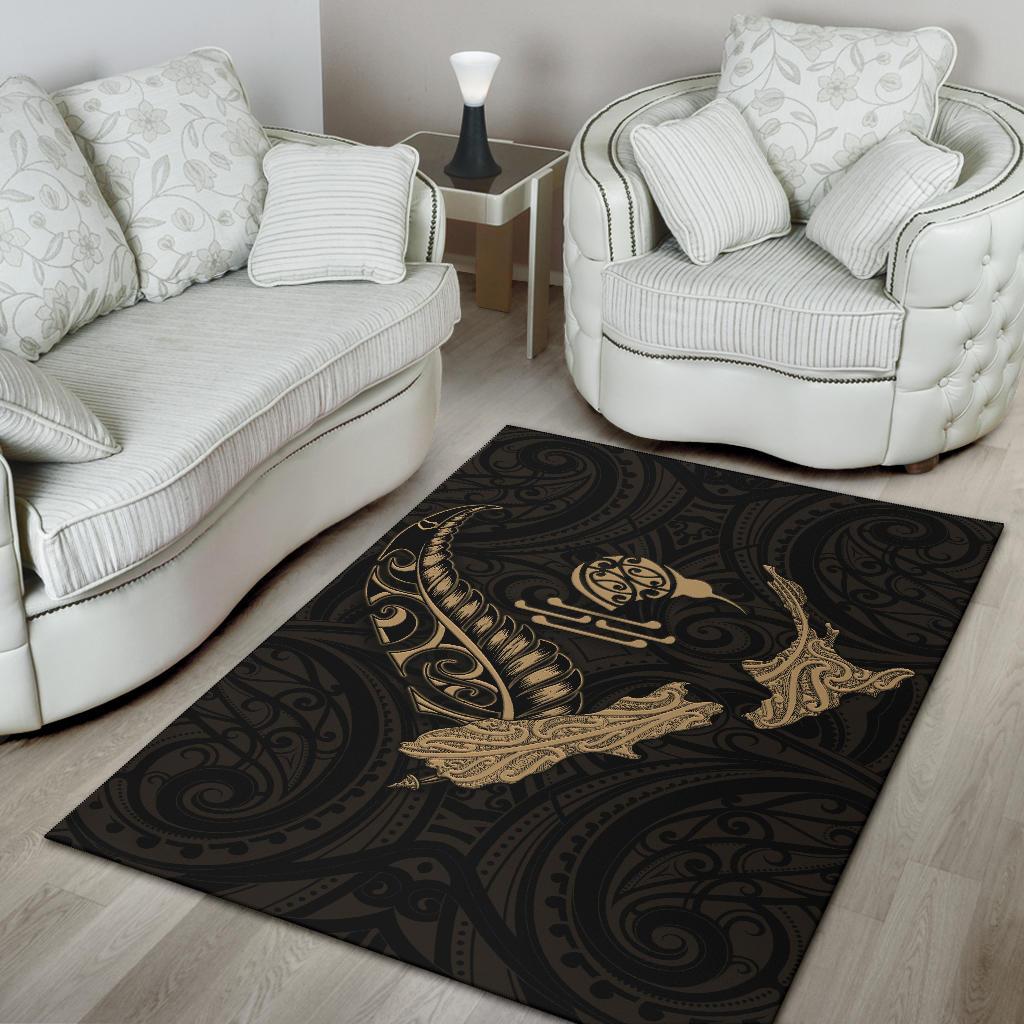 New Zealand Heart Area Rug - Map Kiwi Mix Silver Fern Gold - Vibe Hoodie Shop