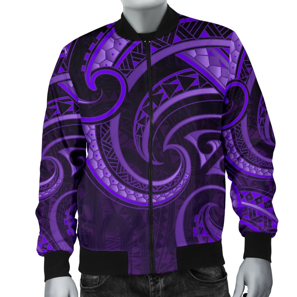 New Zealand Maori Mangopare Men Bomber Jacket Polynesian - Purple - Vibe Hoodie Shop