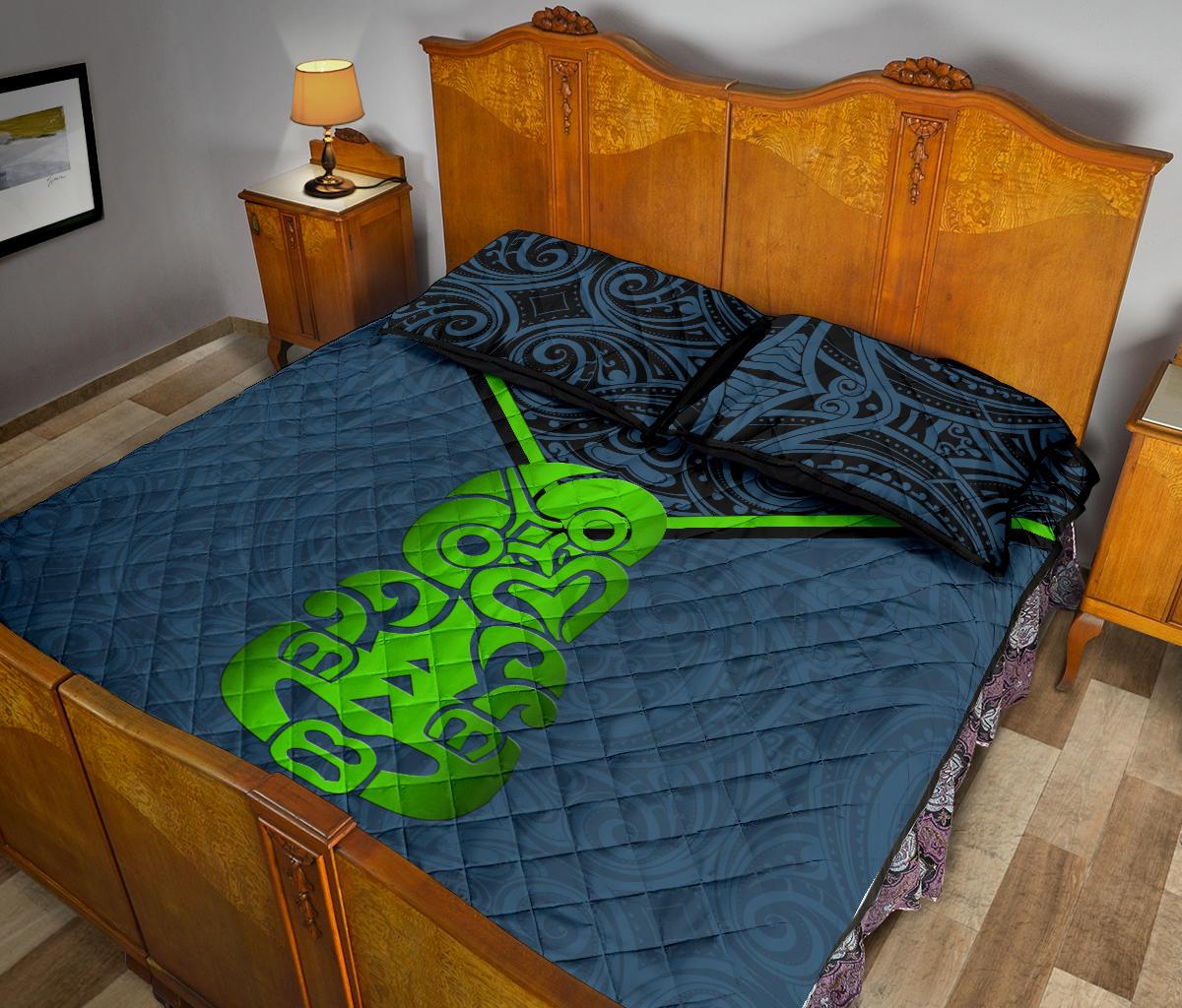New Zealand Maori Rugby Quilt Bed Set Pride Version - Navy - Vibe Hoodie Shop
