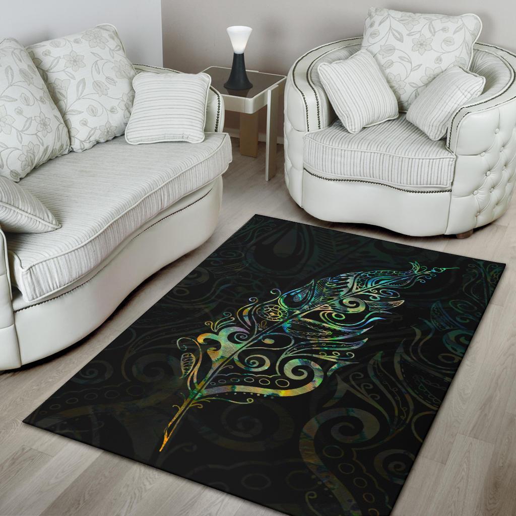 Light Silver Fern Area Rug, Paua Shell - Vibe Hoodie Shop