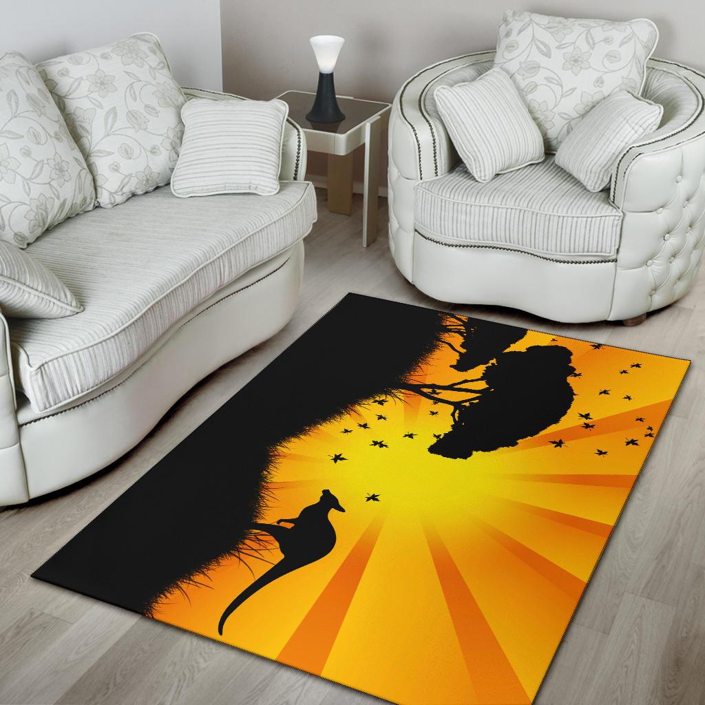 Area Rug - Kangaroo Rug Sunset Landscape Art - Vibe Hoodie Shop