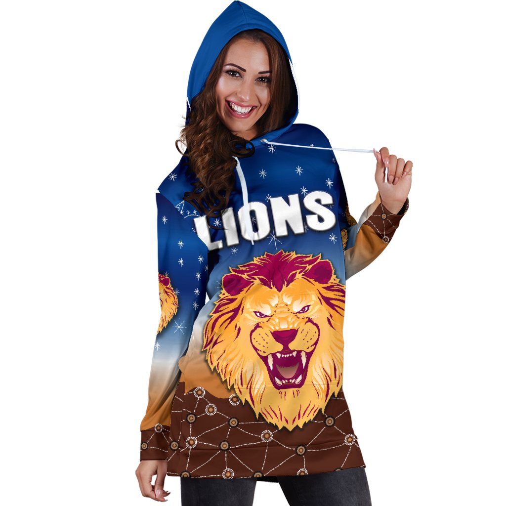 Brisbane Lions Women Hoodie Dress Simple Indigenous - Vibe Hoodie Shop