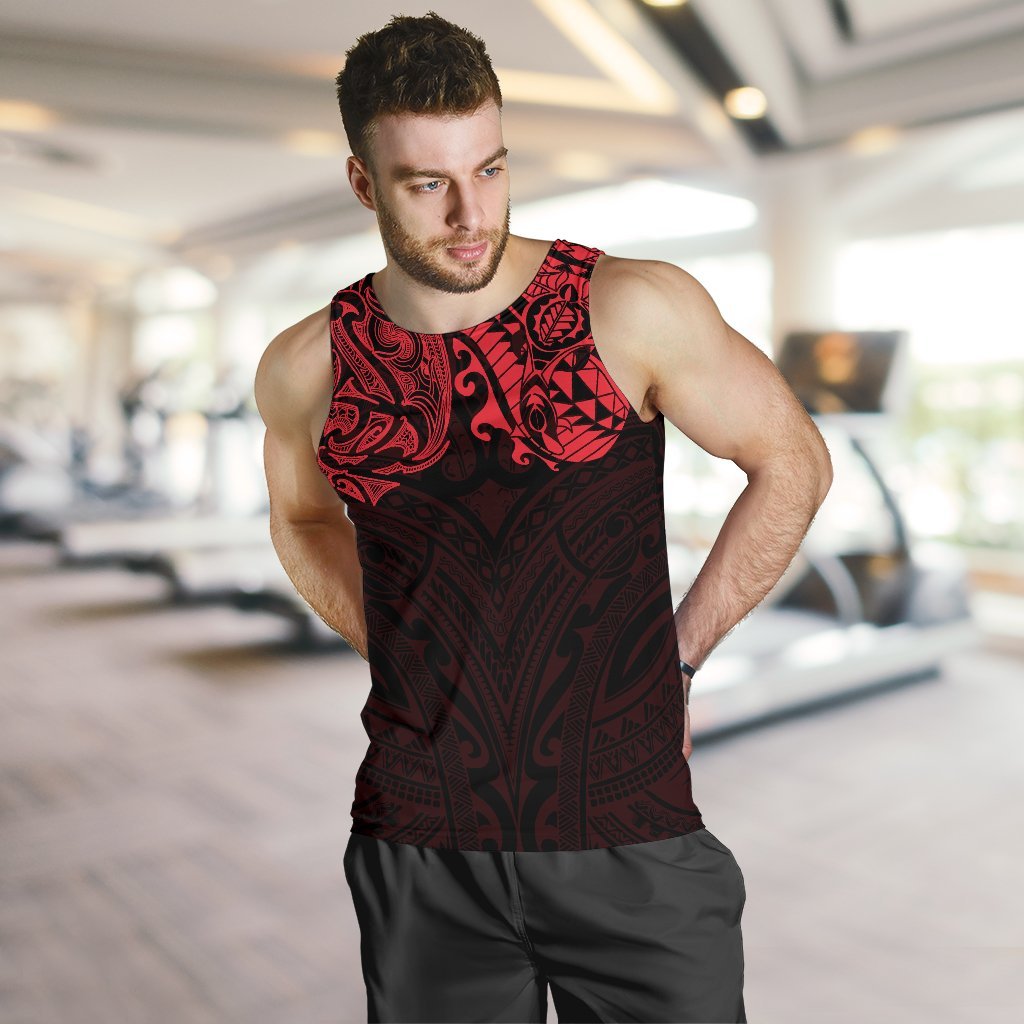 New Zealand Men's Tank Top, Maori Polynesian Tattoo Red - Vibe Hoodie Shop