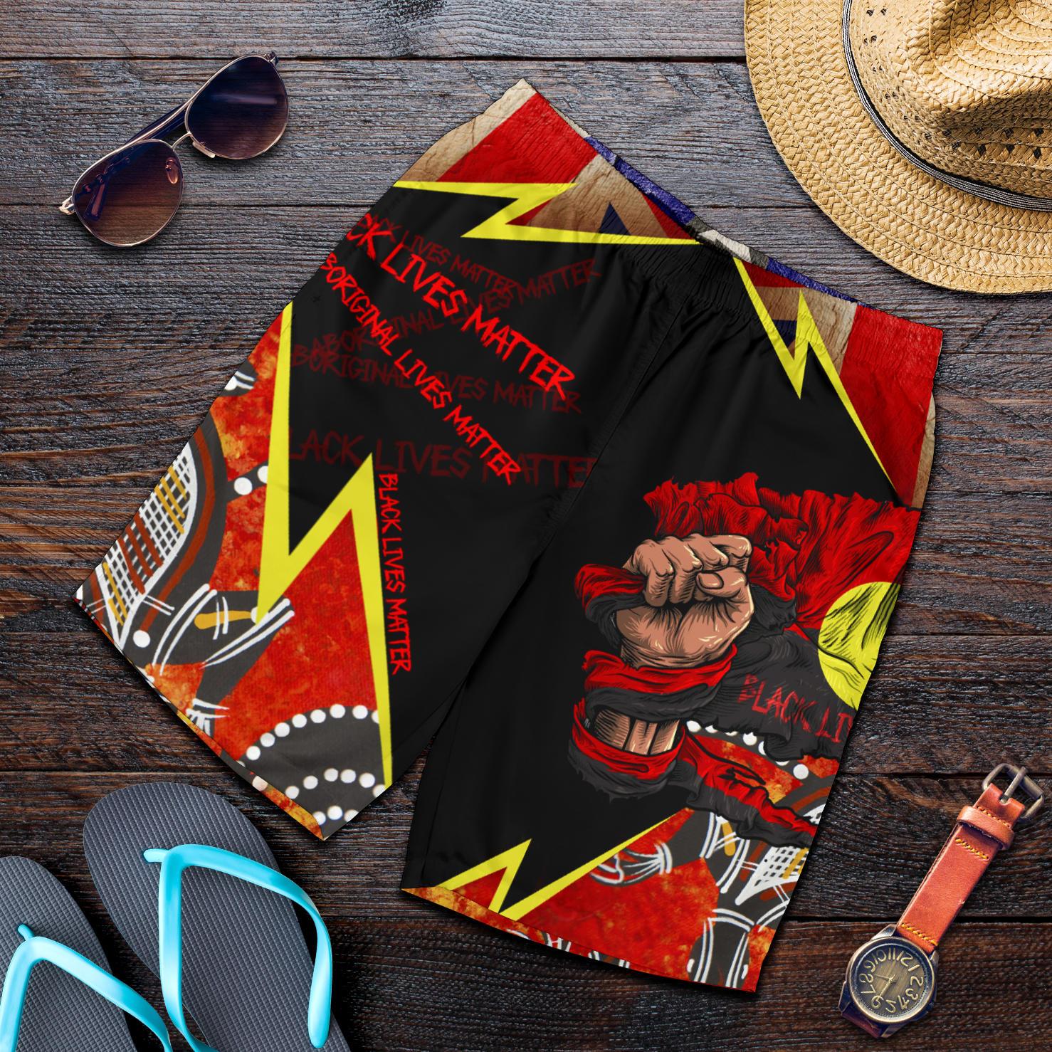 Men's Shorts - Aboriginal Lives Matter and Black Lives Matter - Vibe Hoodie Shop