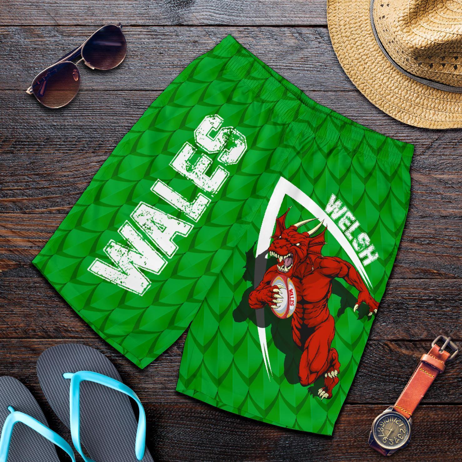 Wales Shorts - Welsh Dragon Rugby Champion - Vibe Hoodie Shop