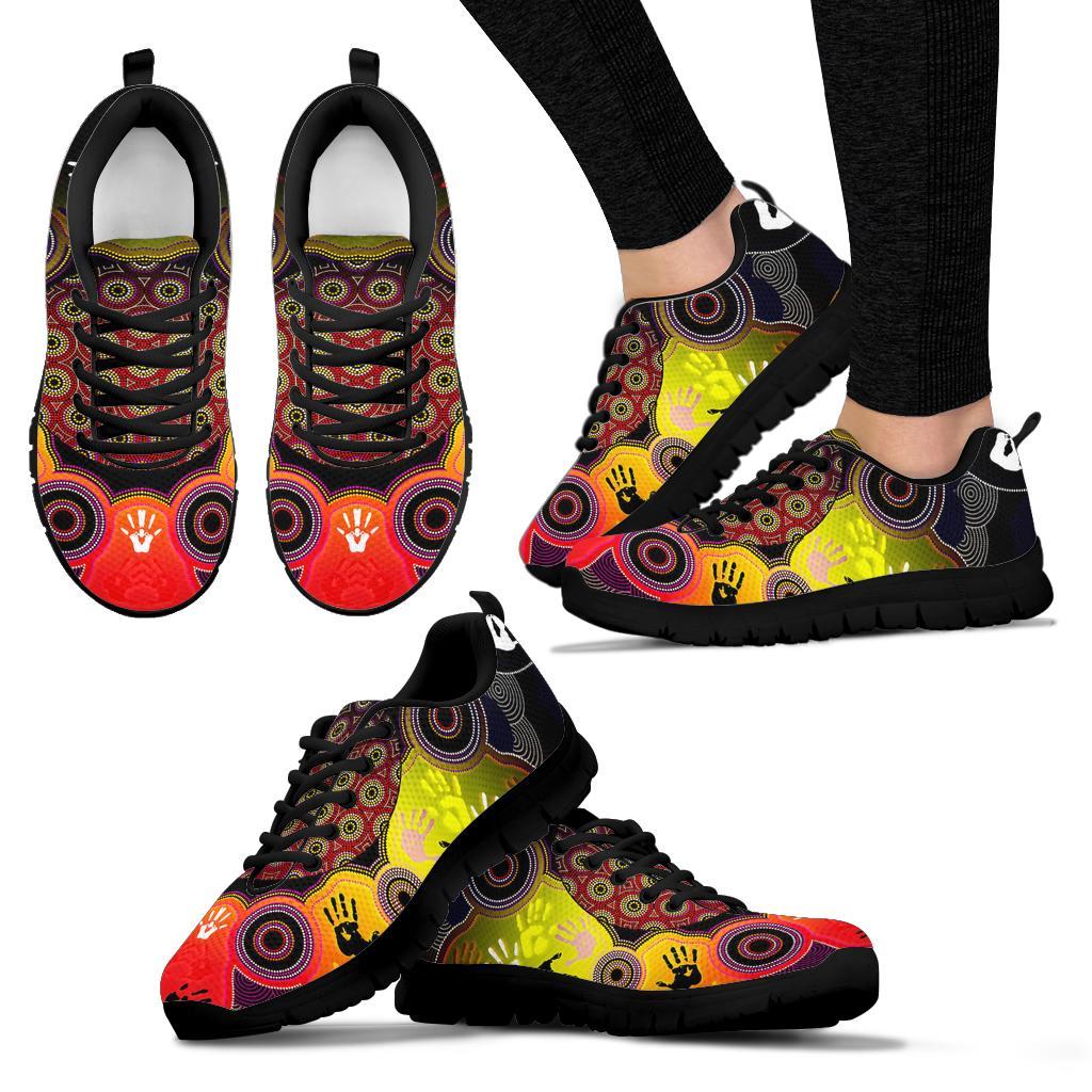 Aboriginal Sneakers, Indigenous Circle Dot Painting Hand Art - Vibe Hoodie Shop