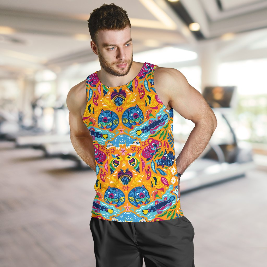 Men Tank Top - Australia Animals Mens Tank Color Art - Vibe Hoodie Shop