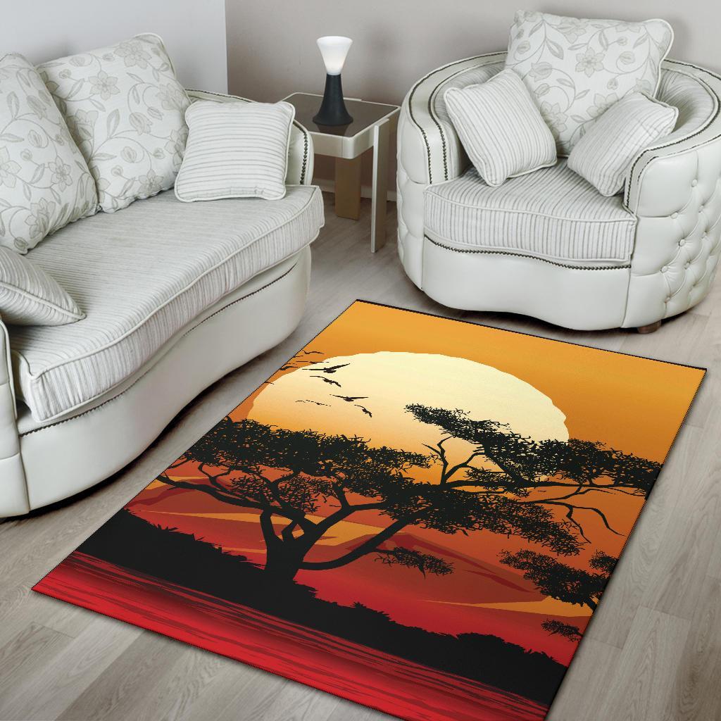 Area Rug - Sunset And Tree In Australia - Vibe Hoodie Shop