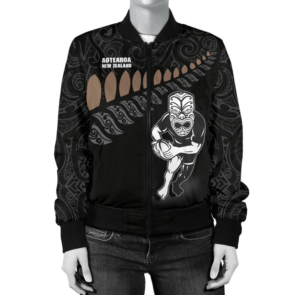 New Zealand Bomber Jacket Rugby Warrior Women - Vibe Hoodie Shop