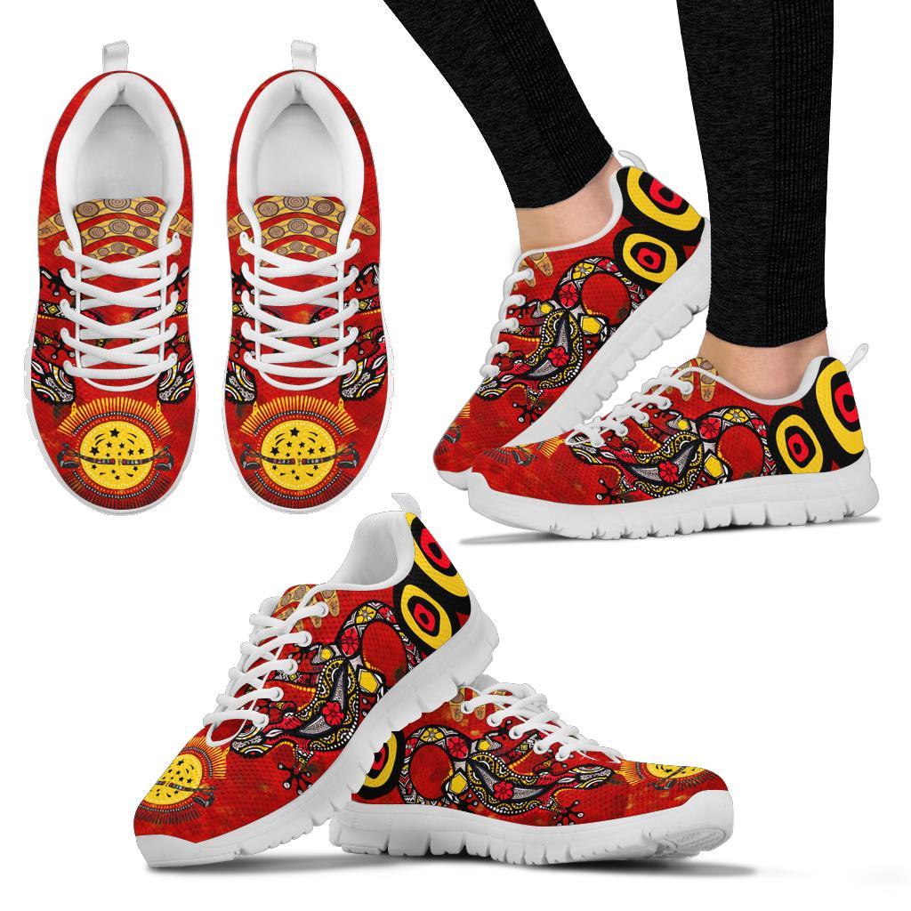 Aboriginal Sneakers, Lizard And Boomerang Pattern - Vibe Hoodie Shop