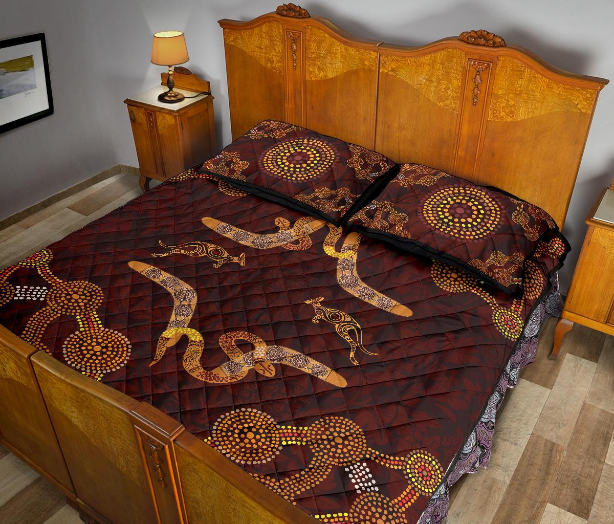 Aboriginal Quilt Bed Set - Snake, Kangaroo Dot - Vibe Hoodie Shop