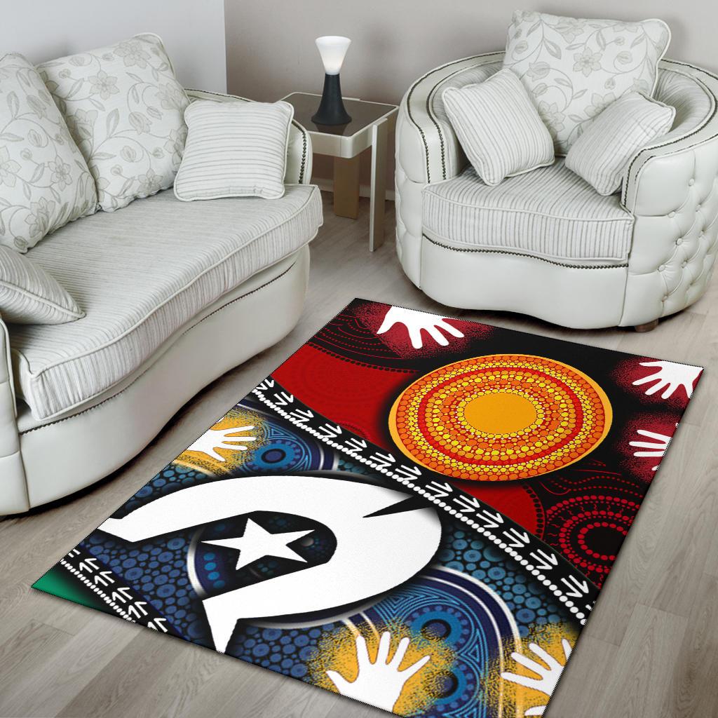 Area Rug - Australian NAIDOC Aboriginal and Torres Strait Islands Flags - Vibe Hoodie Shop