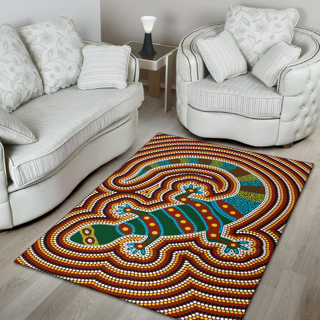 Aboriginal Area Rug, Lizard Dot Painting Patterns - Vibe Hoodie Shop