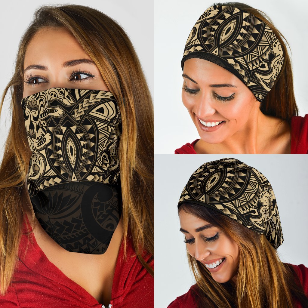 New Zealand Wolf Maori Tattoo Bandana - Gold - Vibe Hoodie Shop